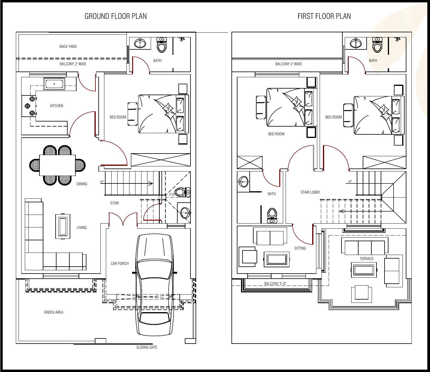 Ground floor plan and first floor plan